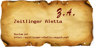 Zeitlinger Aletta névjegykártya